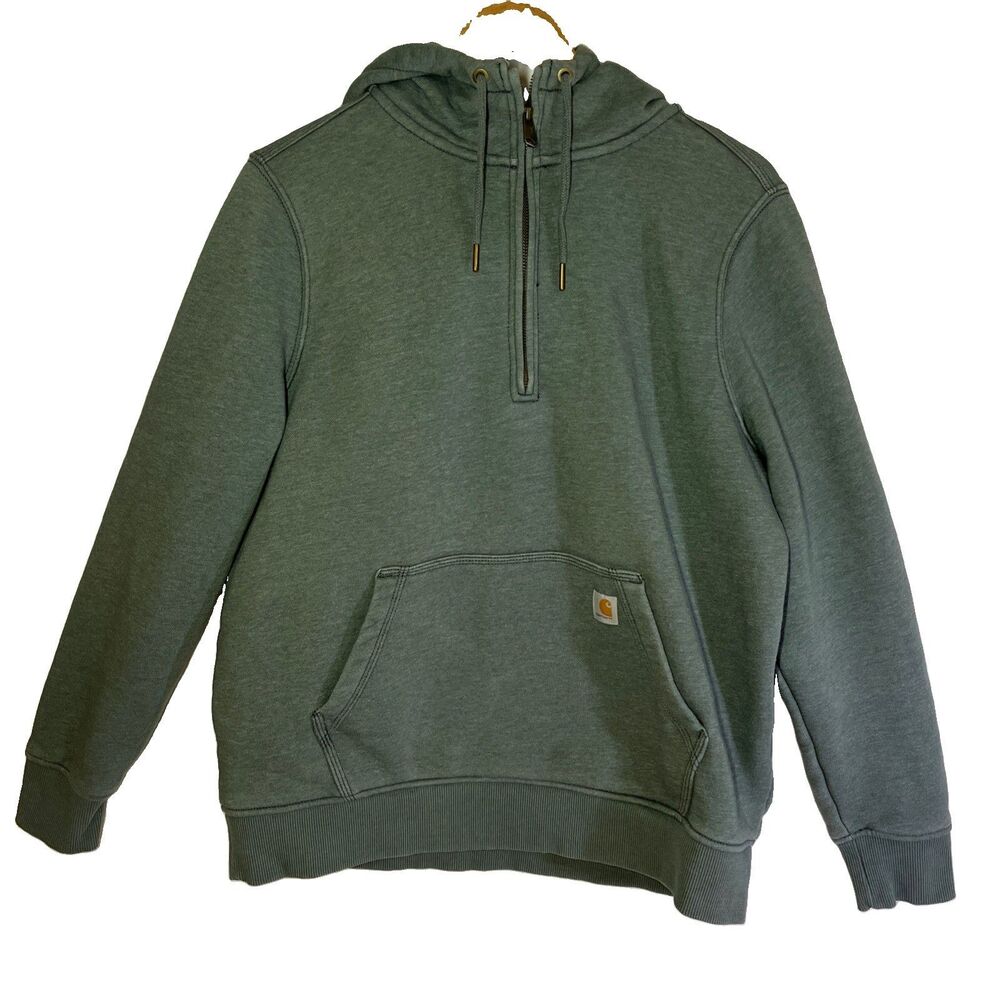 Carhartt Clarksburg Half Zip Hooded Sweatshirt Green Women’s Size XL (16-18)